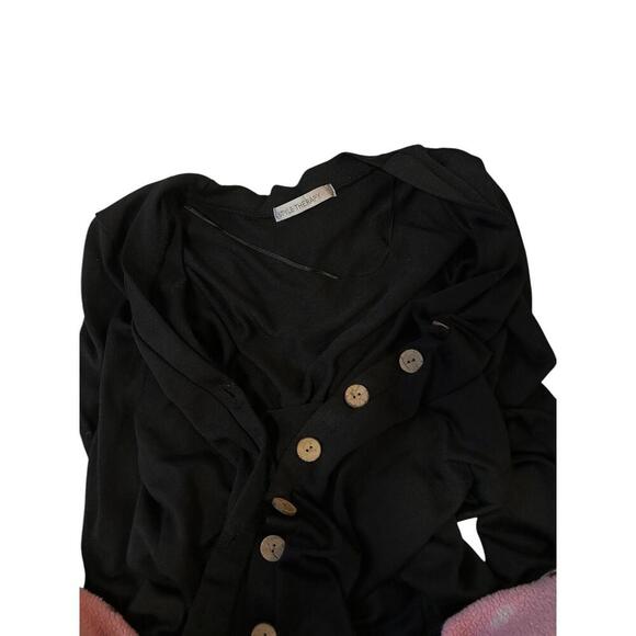 Chic Black Button-Up Midi Dress/cardigan - Picture 5 of 5